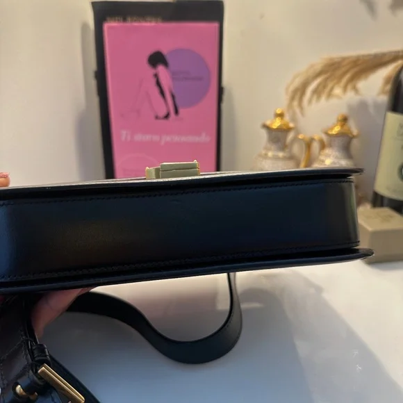 Yves Saint Laurent Black Crossbody Bag with Gold Logo - Picture 7 of 9